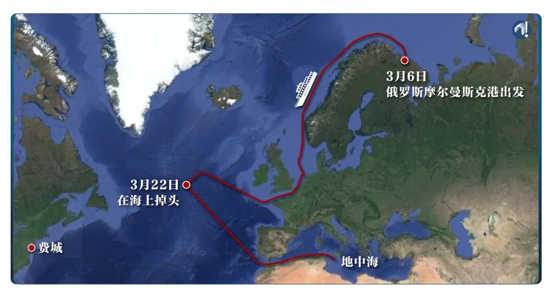这是一艘油轮的航线图。